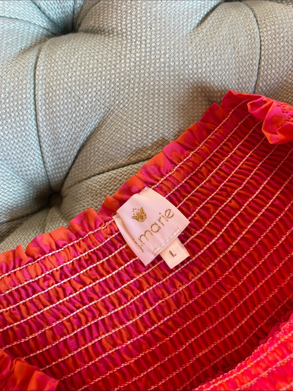 J. Marie, Adorable Smocked Waist Mini Skort in Pink and Orange Floral Pattern - Picture 3 of 4